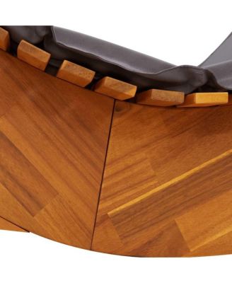 Sun Lounger Natural Wood, Dark Grey Cushion