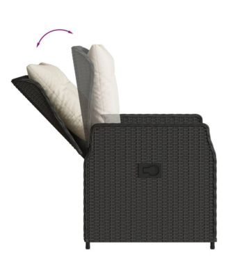 Reclining Garden Chair Black PE rattan Standard outdoor chair size
