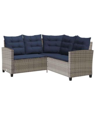 Garden Sofa Grey PE rattan Medium Adjustable Feet