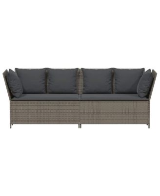 Garden Sofa Grey PE rattan, powder-coated steel, polyester