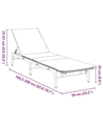 Sun Lounger with Cushion Brown Poly Rattan