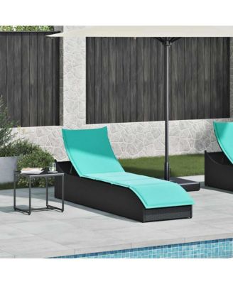 Folding Sun Lounger Black PE rattan, powder-coated steel Standard