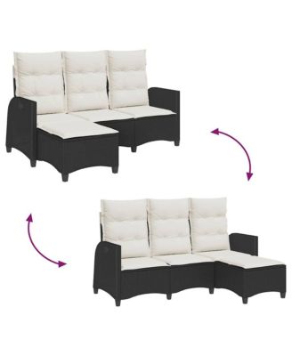 Reclining Garden Sofa Black PE Rattan