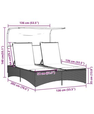 Patio Double Sun Lounger Black PE rattan Double