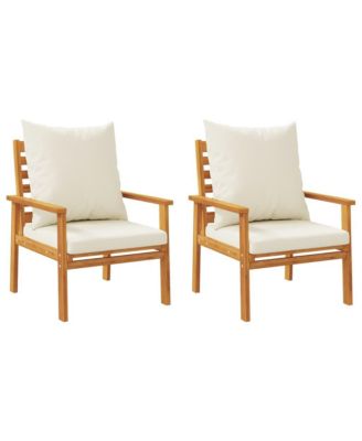 Sofa Chair Cream White Solid Acacia wood, 100% polyester Medium