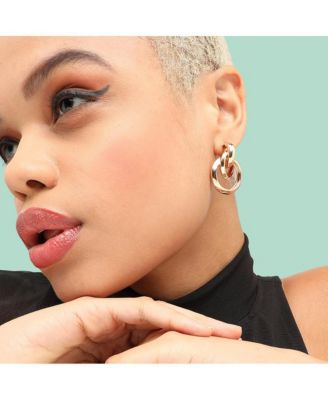 Women's Gold  Twisted Metallic Drop Earrings