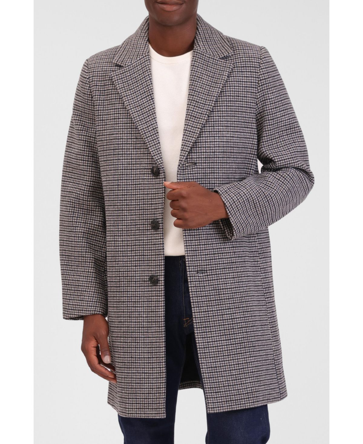Мужское верхнее пальто из искусственной шерсти в тонкую клетку