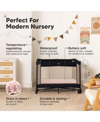 2pk Isla Waterproof Mini Crib Sheets for Boy, Girl, Soft Pack and Play Sheets for Graco Pack and Play Mattress