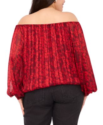 Plus Size Off-The-Shoulder Printed Top
