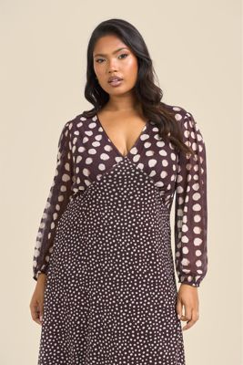 Women's Polka Dot Mesh Midi Dress