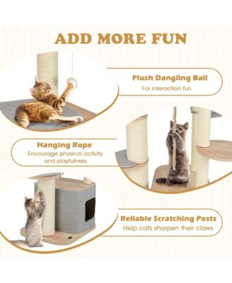 63'' Tall Modern Cat Tree w/ Perch Condo Hammock 5.6'' Scratching Posts