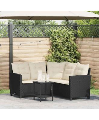 Garden Sofa Black PE rattan Medium Removable Covers Garden Sofa