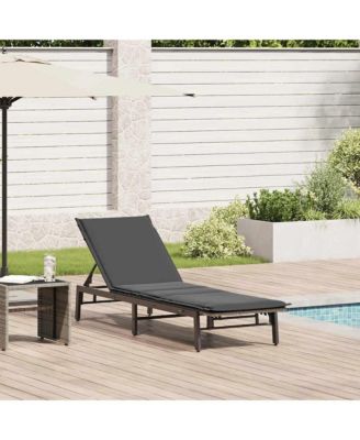 Sun Lounger Grey PE Rattan, Powder-Coated Steel Adjustable