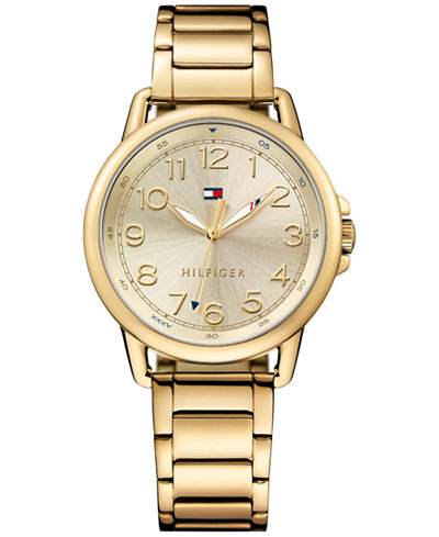 Tommy Hilfiger Women's Casual Sport Gold-Tone Stainless Steel Bracelet Watch 36mm 1781656