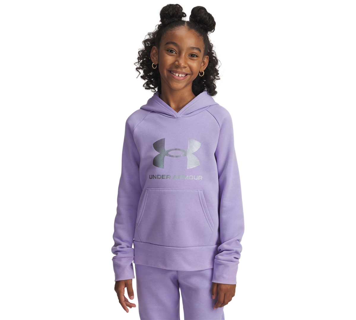 Under Armour Kids' Girls 6-16 Rival Long Sleeve Shimmer Hoodie In Purple