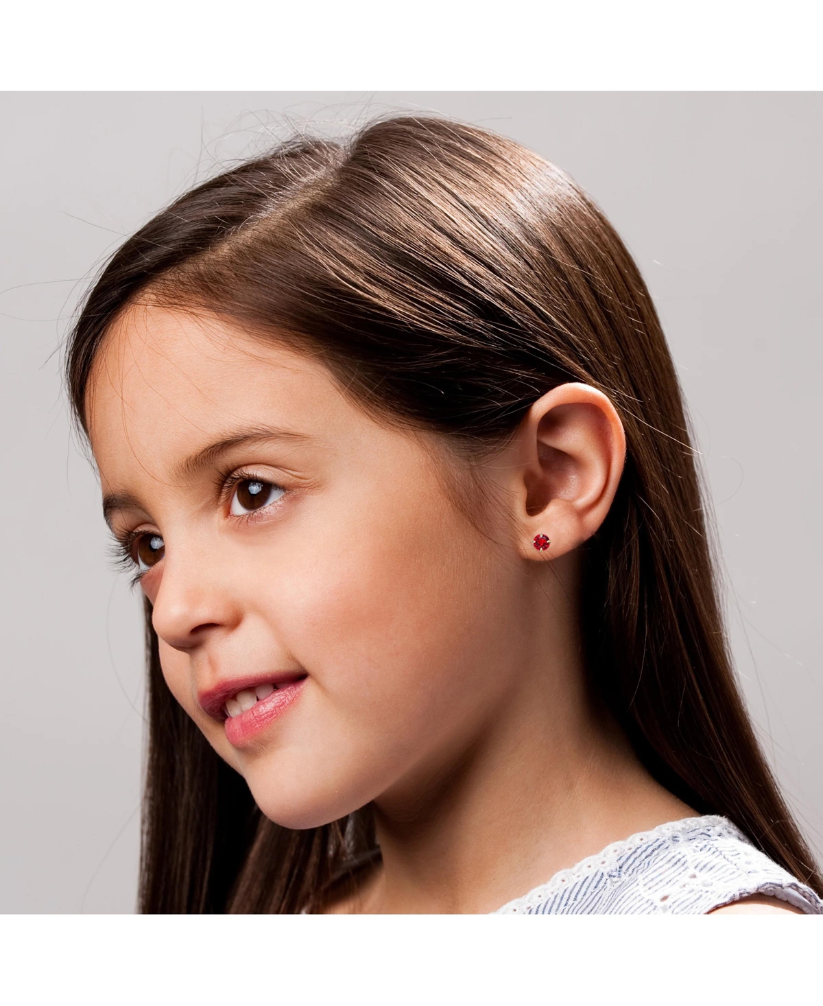 Kids 14K Gold Plated with Colored Round Cubic Zirconia Stud Earrings