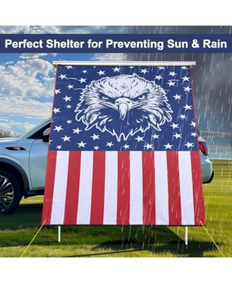 4.4x6.6 Ft Vehicle Awning with Eagle Side Wall Roof Rack Pull-Out Sun Shade Camp