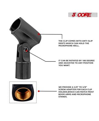 Microphone Clip Holder 2 Pieces with Screw Adapters 5/8 to 3/8 Inch