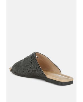 Womens Daisy Doe Raffia Square Toe Flats