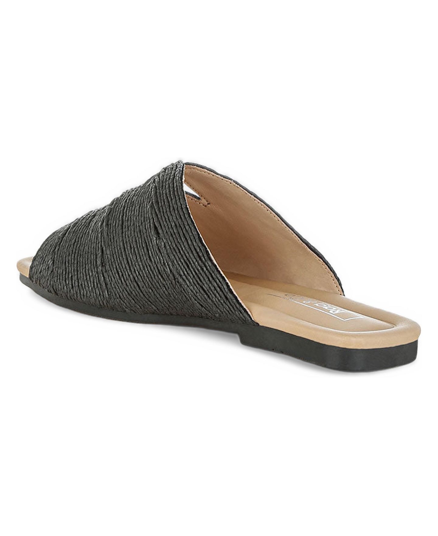 Женские балетки Rag & Co Daisy Doe Raffia Square Toe Flats, цвет: Чёрный — фото 3