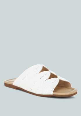 Rag and Co Womens Daisy Doe Raffia Square Toe Flats