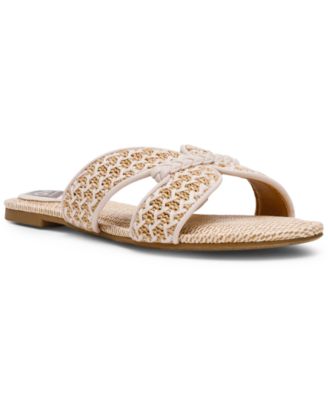 Women's Geeya Raffia Criss Cross Strap Slide Sandals