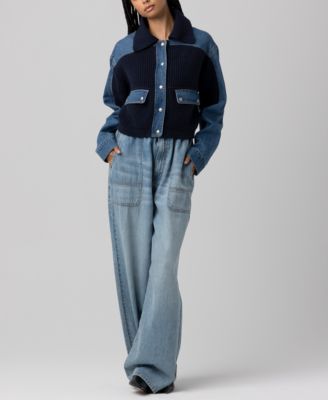 Women's Mixed Media Long-Sleeve Sweater