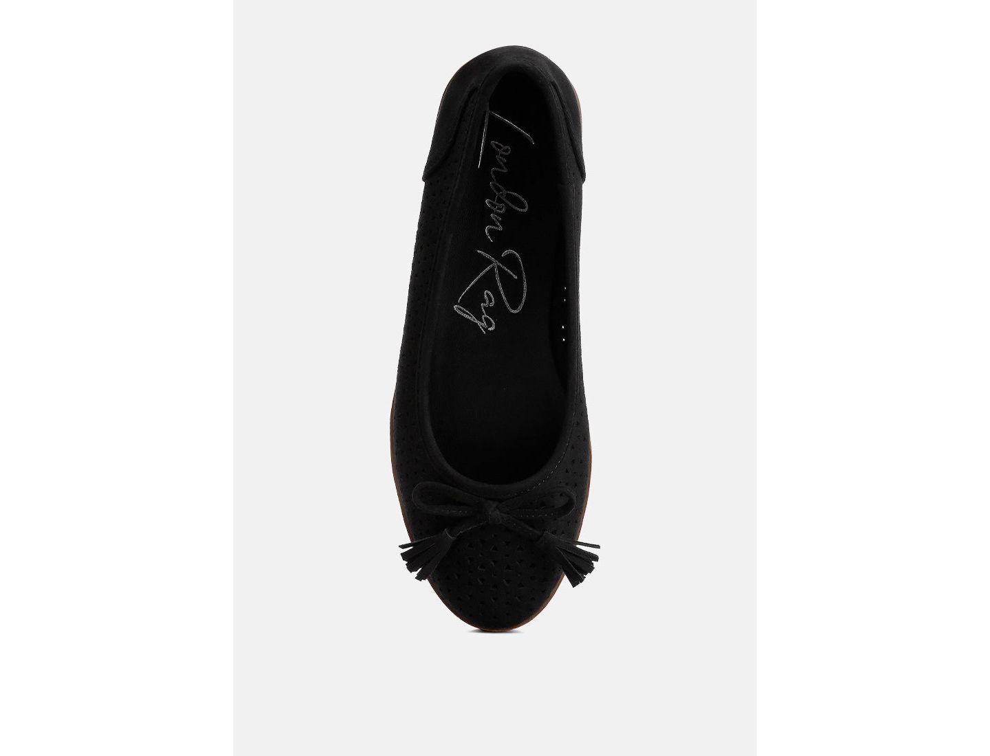 Женские балетки London Rag Pacer Perforated Leather Ballerinas, цвет: Чёрный — фото 4