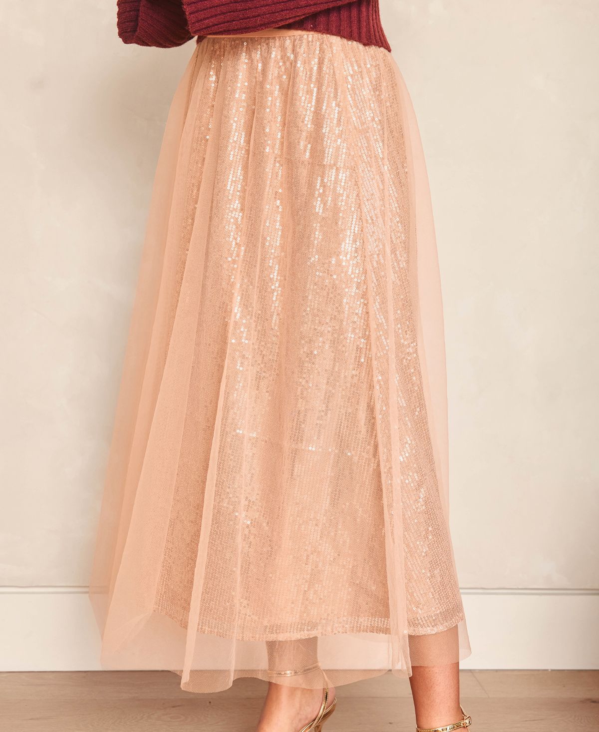 Cupshe Women's Twinkle All Night Pink Maxi Skirt