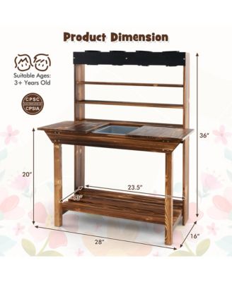 Kids Potting Bench Wooden Toy Gardening Center w/ Removable Sink & Chalkboard