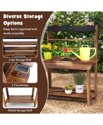 Kids Potting Bench Wooden Toy Gardening Center w/ Removable Sink & Chalkboard