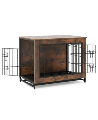 Industrial Dog Crate Furniture Heavy-duty Kennel Cage w/ 3 Chew-proof Walls Large