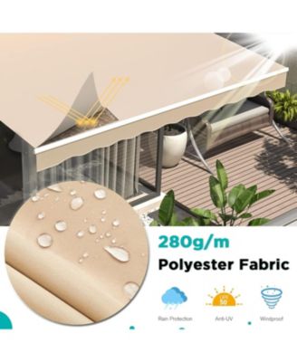 13'x8' Manual Retractable Awning Sun Shade, Patio Awning Canopy