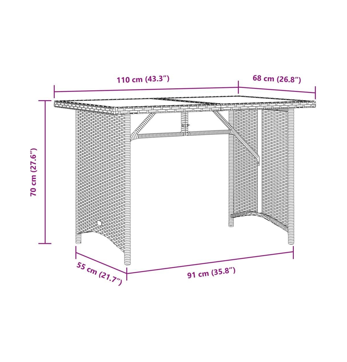 Patio Table with Wooden Top Beige Poly Rattan