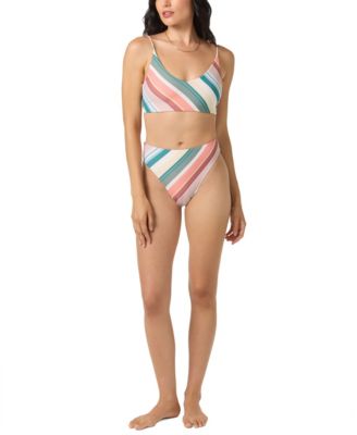 Juniors' Equator Stripe Max High Rise Swimsuit Bottoms