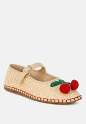 Rag and Co Womens Brunch Date Cherry Accent Mary Jane Flats