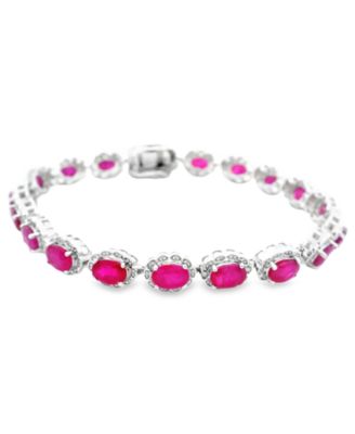 Oval Tanzanite (7.60 ct. t.w.) and Diamond Bracelet (0.01 ct. t.w.) in Sterling Silver (Also in Ruby)