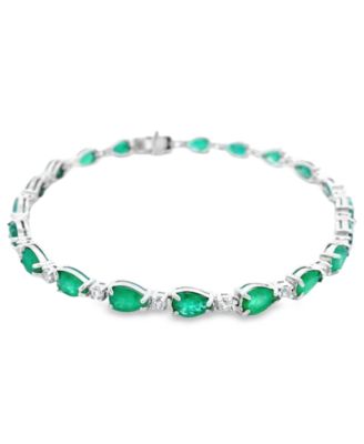Pear Sapphire (10.50 ct. t.w.) and White Sapphire Bracelet (0.04 ct. t.w.) in Sterling Silver (Also in Emerald)