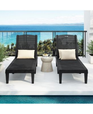 2-Piece Outdoor Chaise Lounge Chair Set - Dark Brown
