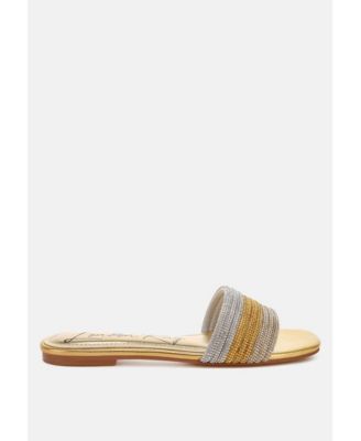 Womens Chrisy Rhinestone Strap Slip On  Flats