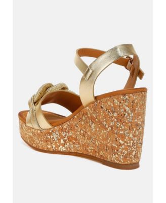 Womens Emelda Chain Link Detail Wedge Sandals