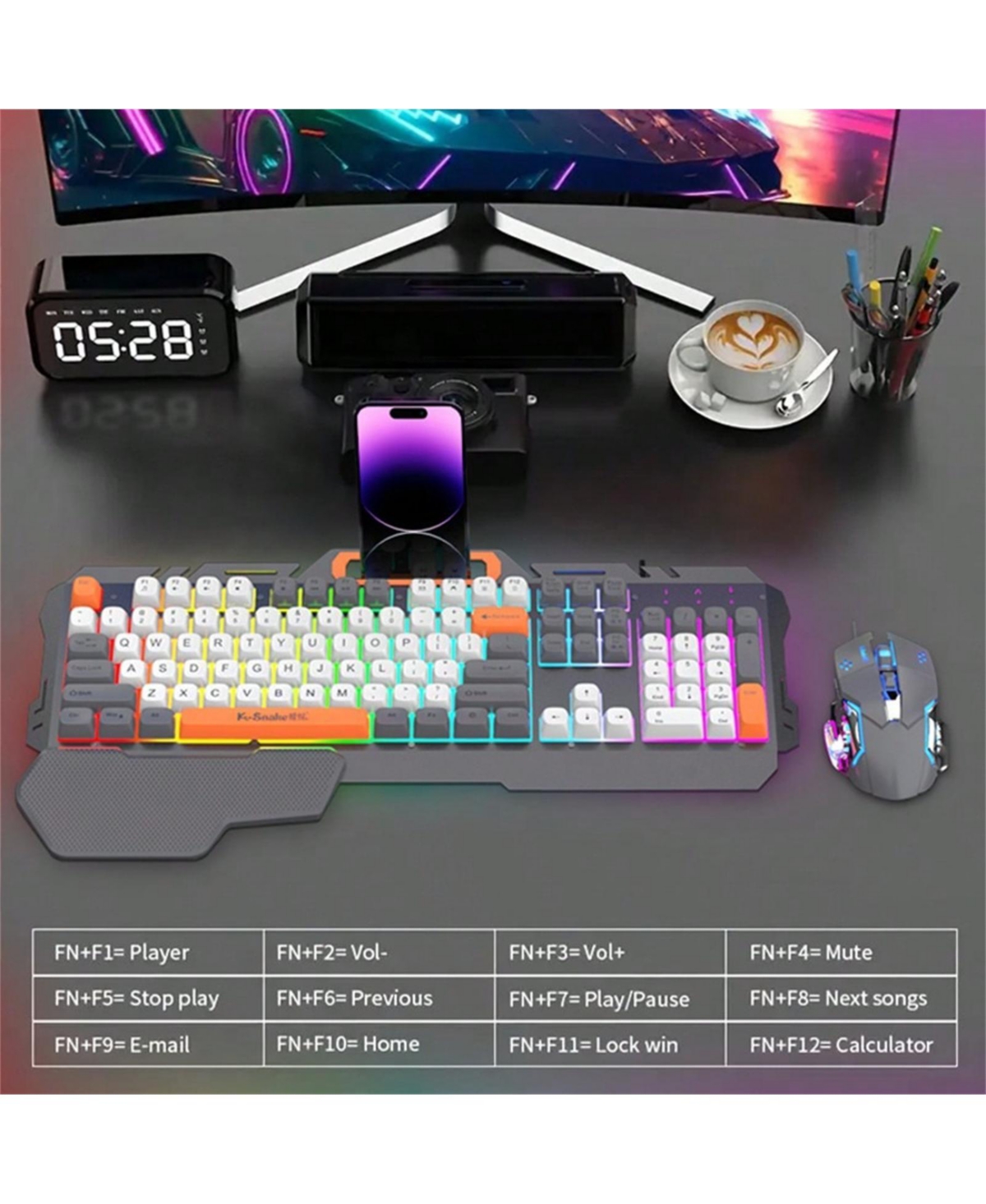Wired Gaming Keyboard And Mouse Set - With Wrist Rest Keyboard, Suitable for Desktop, Laptop, Pc