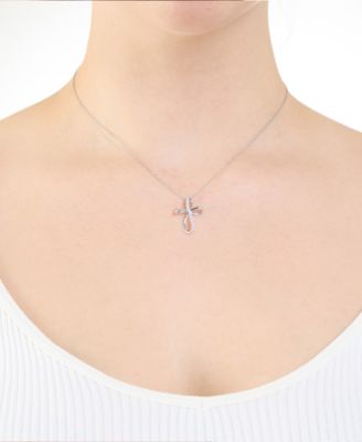 Cubic Zirconia Cross Necklace (0.14 ct. t.w.) in Sterling Silver (also in 14k Gold)