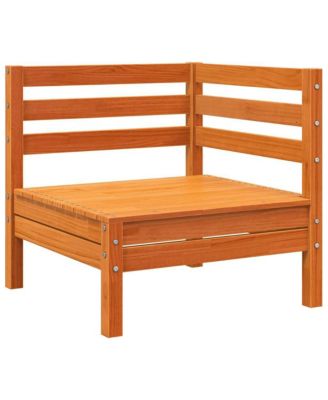 Garden Sofa Wax Brown Solid Pine Wood 3-Seater Modular