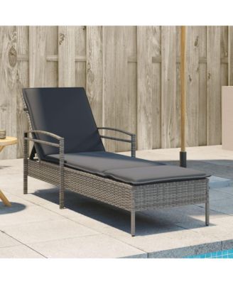 Sun Lounger Grey Poly Rattan, Powder-Coated Steel And over