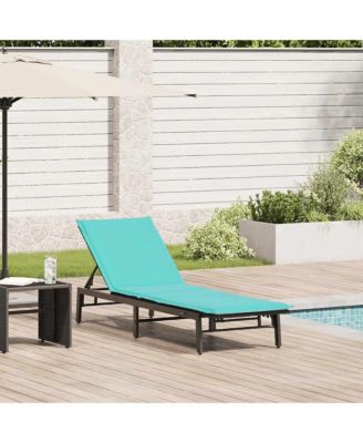 Sun Lounger with Cushion Black Poly Rattan