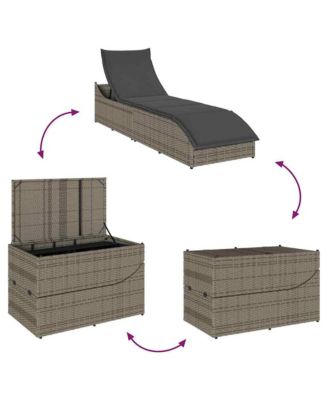 Folding Sun Lounger Grey PE rattan, powder-coated steel Standard