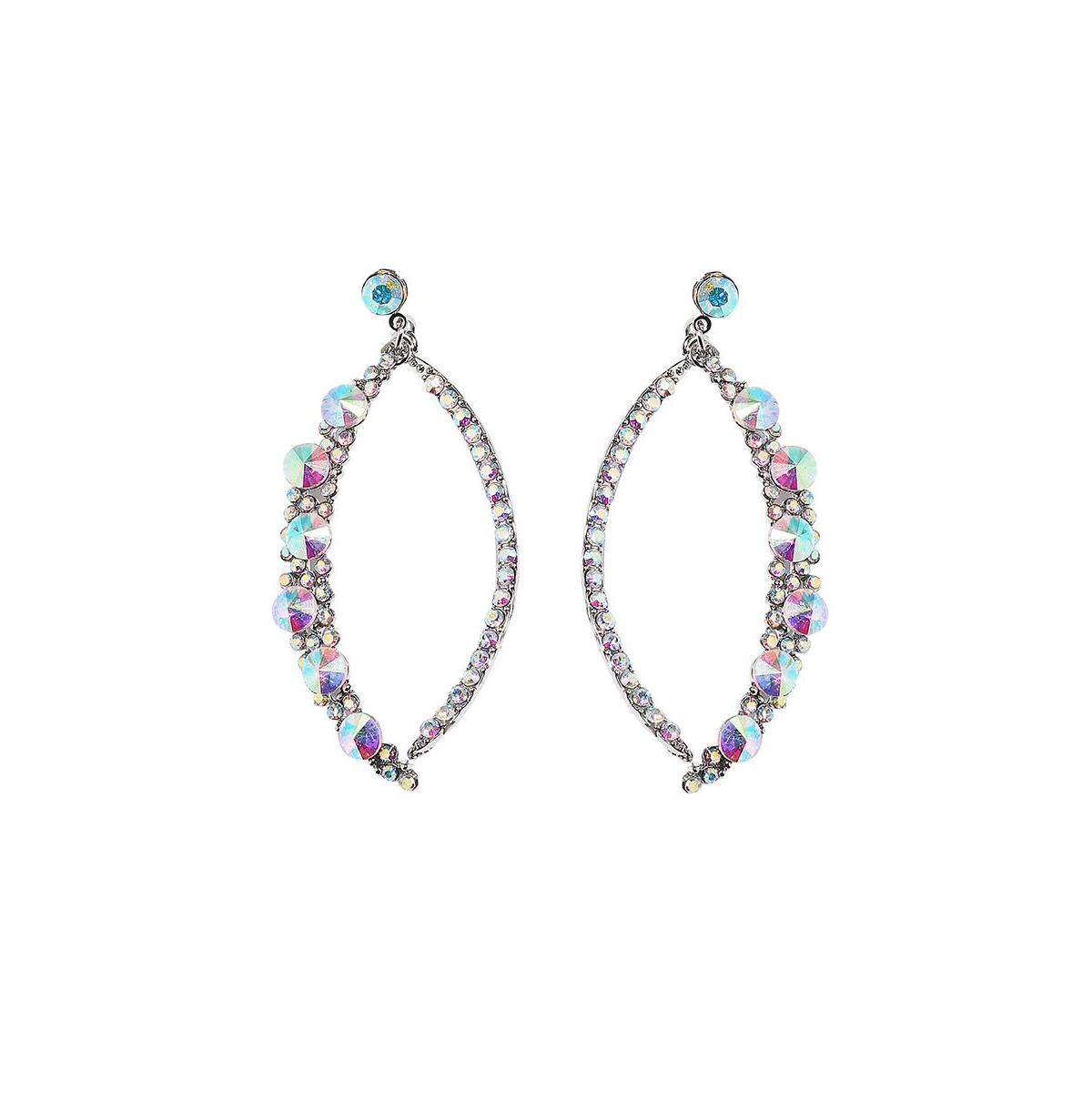 Sohi Rhinestone Crescent Drop Earrings - Silver
