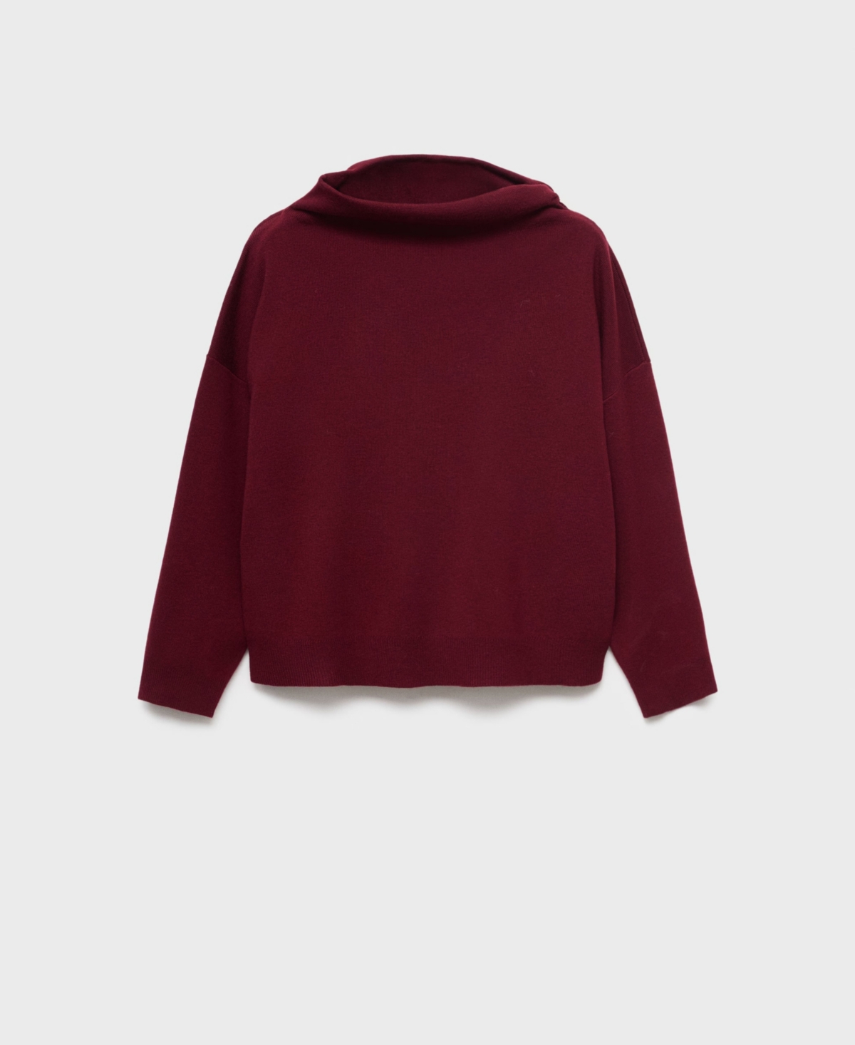 Mango Ruched Turtleneck Sweater Maroon In Burgundy