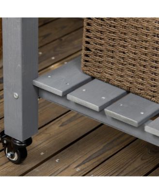 Outsunny Elevated Wooden Planter Box with Wheels